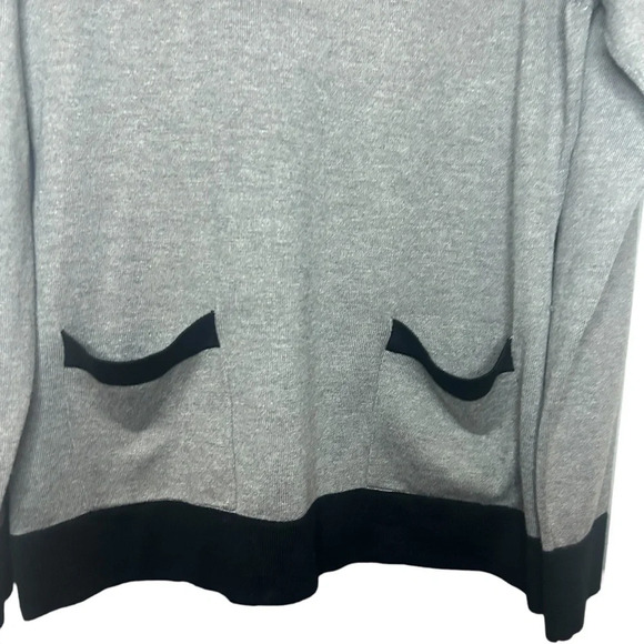 Vila Milano sweater gray black front pockets cotton stretch women’s size medium - Picture 2 of 7